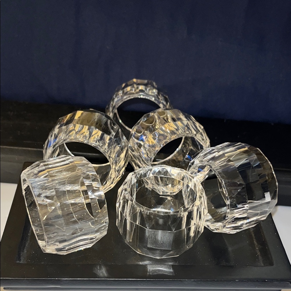 Crystal Clear (acrylic) Faceted Napkin Rings - Set of 6